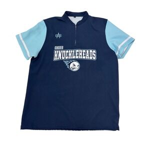 Cocos Knuckleheads Navy Light Blue Short Sleeve Quarter Zip Pullover Jersey L